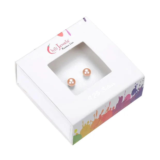 Clous d'oreilles perle saumon (naturel), boule, 4mm, rhodié | Marco Schreier