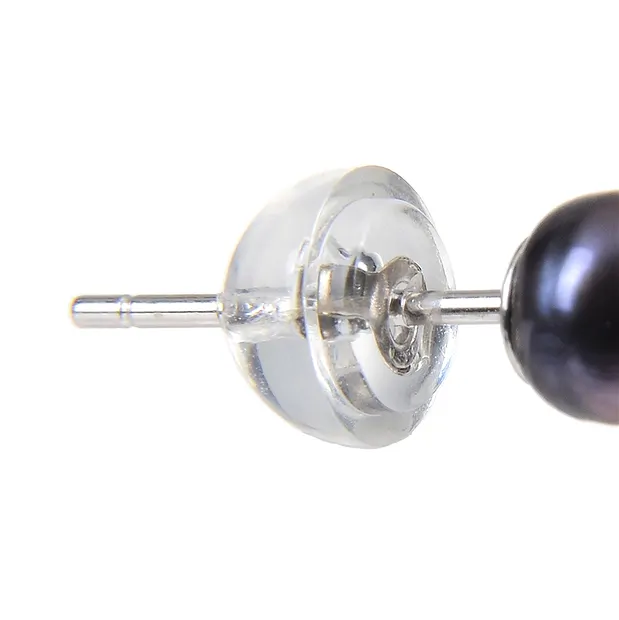 Pendientes perla negra (teñido), bola, 4mm, rodinado | Marco Schreier