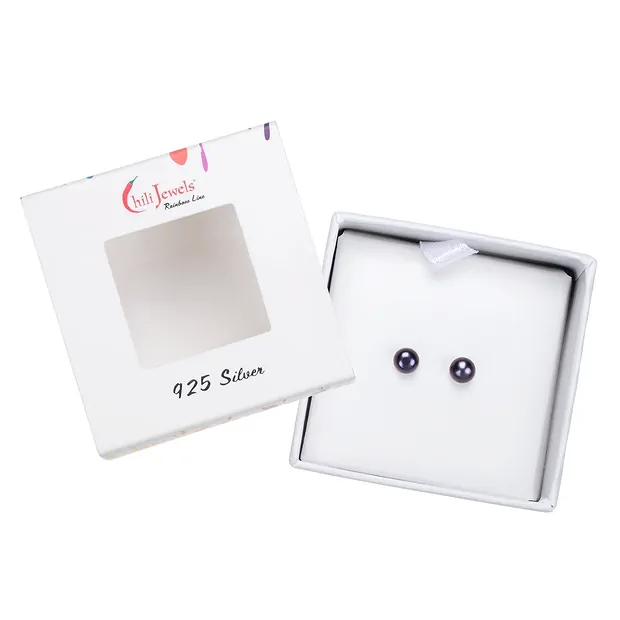 Earstuds pearl black (dyed), ball, 4mm, rhodiniert | Marco Schreier