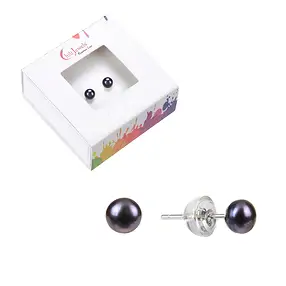 Ohrstecker Perle schwarz (gef.), Kugel, 4mm, rhodiniert | Marco Schreier