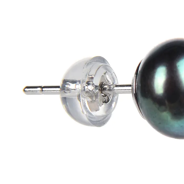 Petrol-colored Pearl Earstuds (dyed), Ball, 6 mm | Marco Schreier