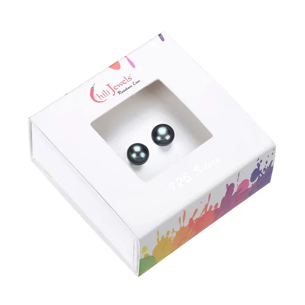 Petrol-colored Pearl Earstuds (dyed), Ball, 6 mm | Marco Schreier