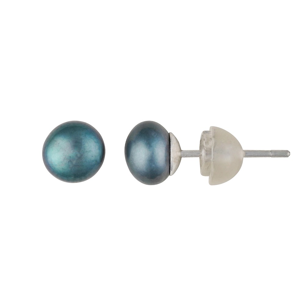 Ohrstecker Perle petrol (gef.), Kugel, 6mm | GH Edelsteine, Heilsteine & Schmuck