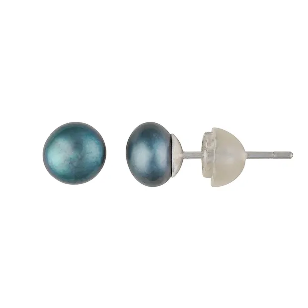 Ohrstecker Perle petrol (gef.), Kugel, 6mm | GH Edelsteine, Heilsteine & Schmuck