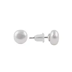 0618445268 Ohrstecker Perle (creme-weiß), Button (8mm), rhodiniert, lose | Marco Schreier