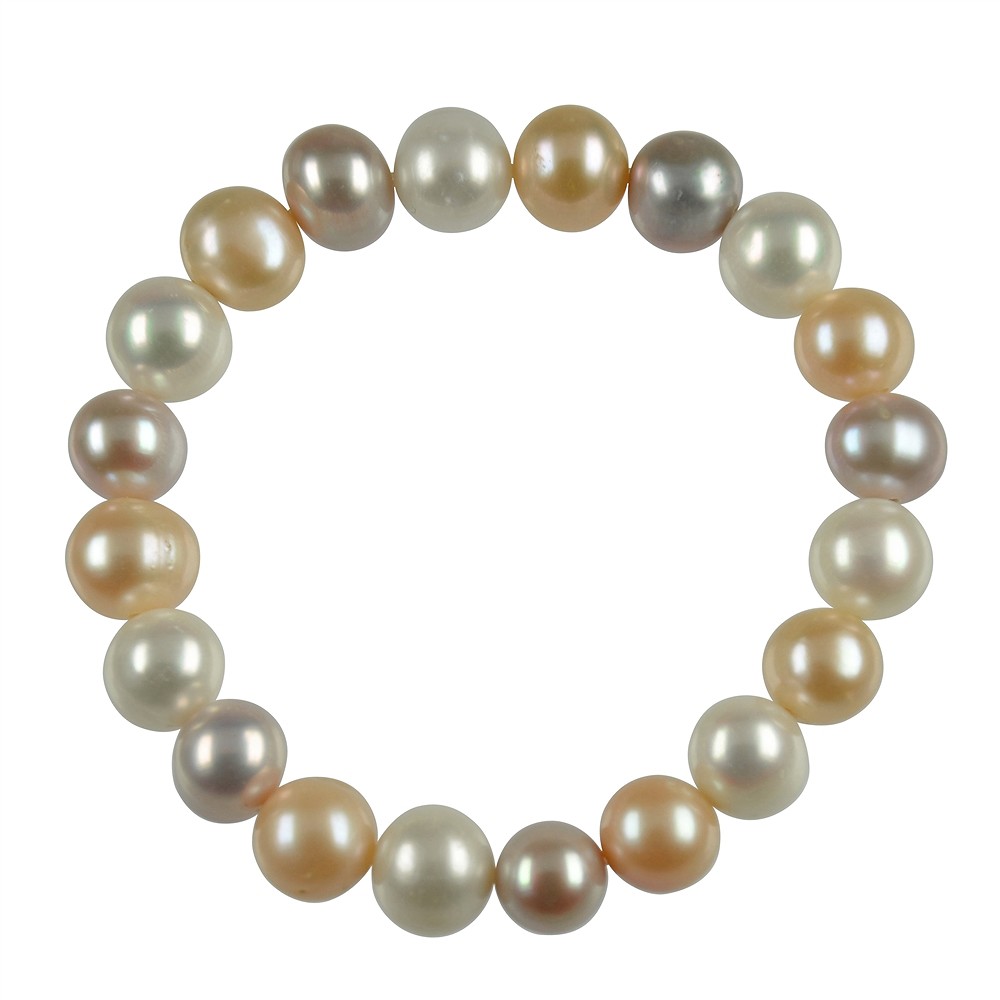 Bracelet pearl white/salmon/purple, 19cm | wholesaler gems & healing stones