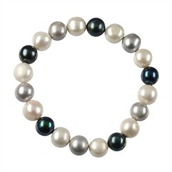 0618450045 Braccialetto di perline bianco/argento/benzina, 10-11 mm | Marco Schreier