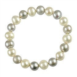 0618450046 Bracciale di perle bianco/argento alternato, 19 cm | Marco Schreier