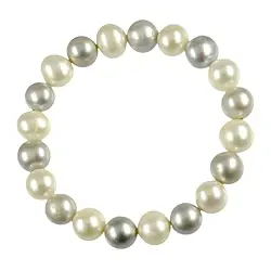 0618450046 Pulsera perla blanca/plata alternada, 19cm | Marco Schreier