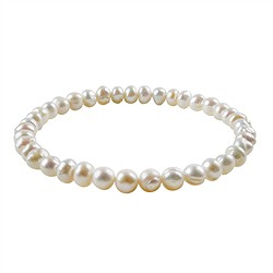 0618450051 Bracelet, pearl (white), 06-07mm Potatoe | wholesaler gems & healing stones