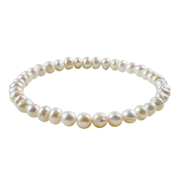 Armband, Perle (weiß), 06-07mm Potatoe | Edelsteine, Heilsteine & Schmuck-Handel