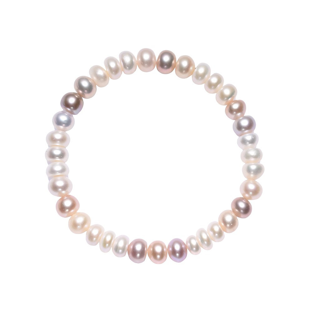 Pulsera, perla (blanca/rosa), botón de 04-07 mm | Marco Schreier