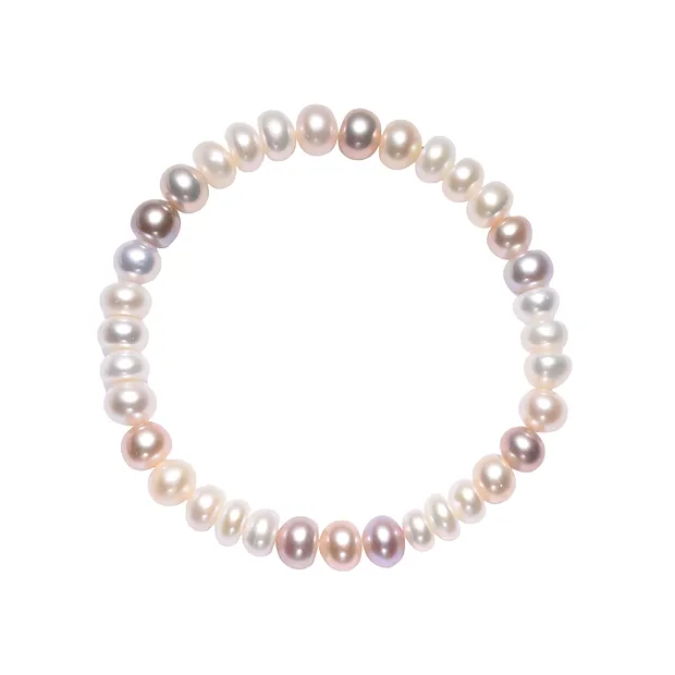 Pulsera, perla (blanca/rosa), botón de 04-07 mm | Marco Schreier