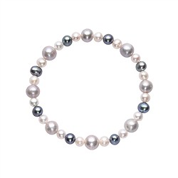 0618450058 Pulsera, perla (blanca/gris/petrol), 05-08 mm, forma de patata | Marco Schreier