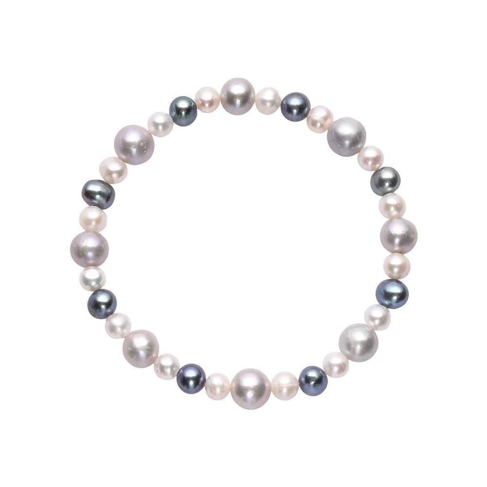 Pulsera, perla (blanca/gris/petrol), 05-08 mm, forma de patata | Marco Schreier