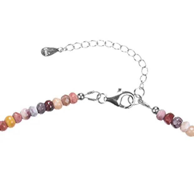 Collana di Mookaite, bottoni (2 x 4 mm), sfaccettati, rodiati, catena di estensione | Marco Schreier