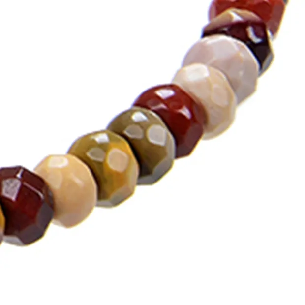 Collana di Mookaite, bottoni (2 x 4 mm), sfaccettati, rodiati, catena di estensione | Marco Schreier