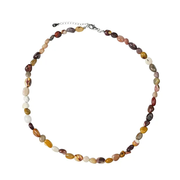 Mookaite necklace, nuggets (6 - 8mm), rhodiniert, extension chain | Marco Schreier
