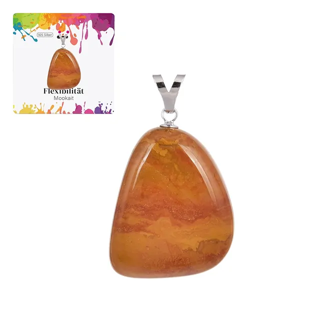 Pendentif Mookaïte, Pierre roulée grande taille, rhodié | Marco Schreier