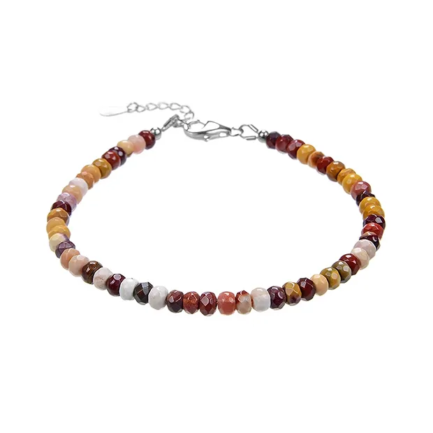 Mookaite bracelet, button (02 x 04mm), faceted, rhodiniert | Marco Schreier