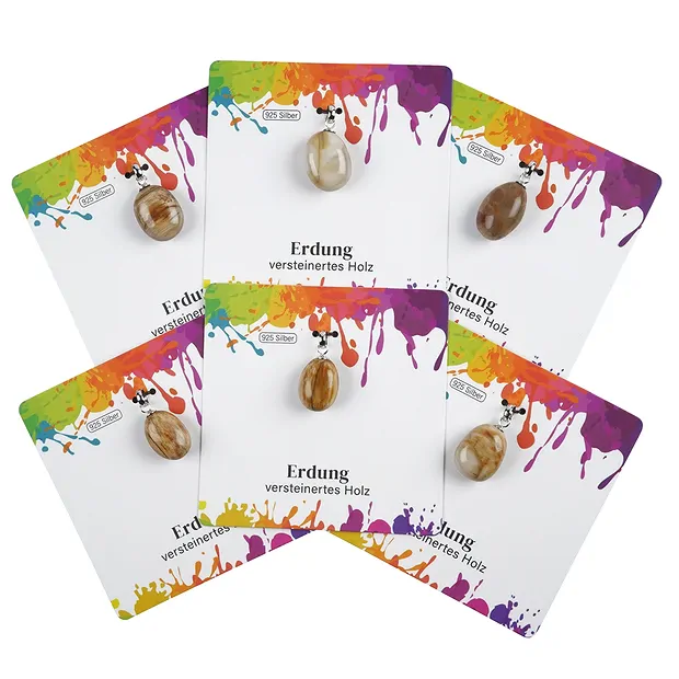 Petrified Wood Pendant, Tumbled Stone small, rhodiniert | Marco Schreier