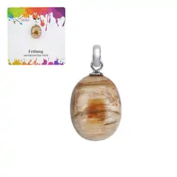 0618725106 Petrified Wood Pendant, Tumbled Stone small, rhodiniert | Marco Schreier