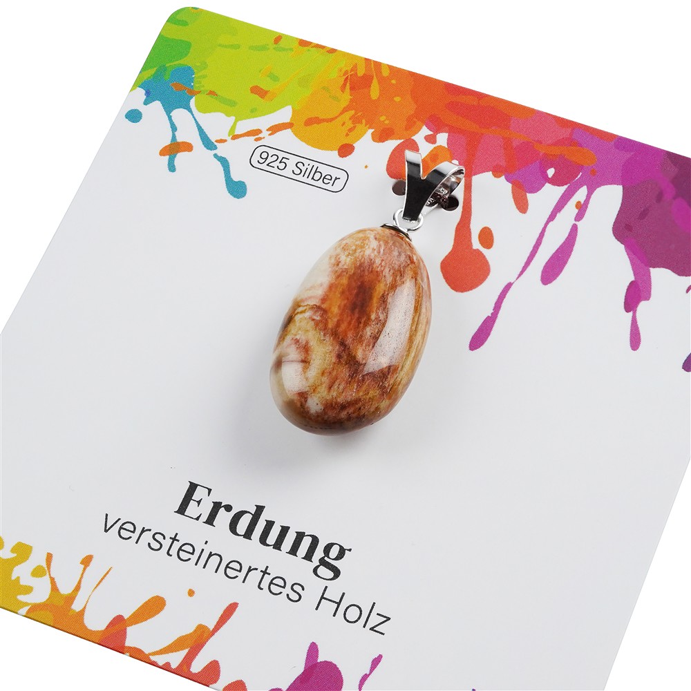 Colgante de Madera petrificada, Piedra rodinada grande, rodiado | Marco Schreier