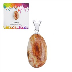 0618725107 Colgante de Madera petrificada, Piedra rodinada grande, rodiado | Marco Schreier