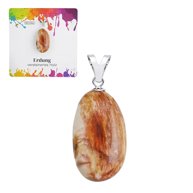 Colgante de Madera petrificada, Piedra rodinada grande, rodiado | Marco Schreier