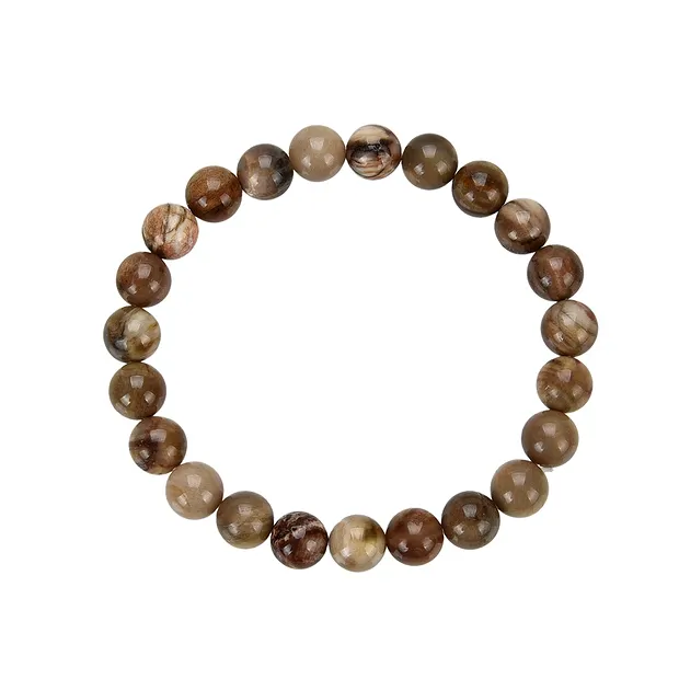 Bracelet, Petrified Wood, 08mm beads | wholesaler gems, healing stones & jewelry