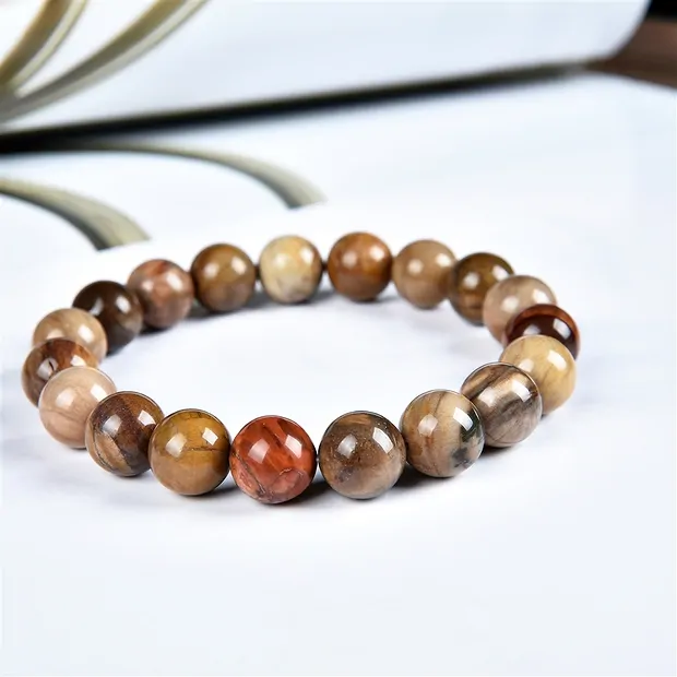 Bracelet, Petrified Wood, 10mm beads | wholesaler gems, healing stones & jewelry