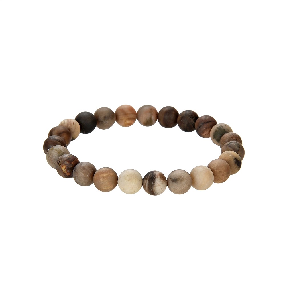 Bracelet, Petrified Wood, 08mm beads, frosted | wholesaler gems & healing stones