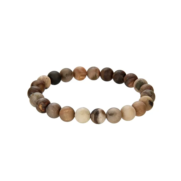 Bracelet, Petrified Wood, 08mm beads, frosted | wholesaler gems & healing stones