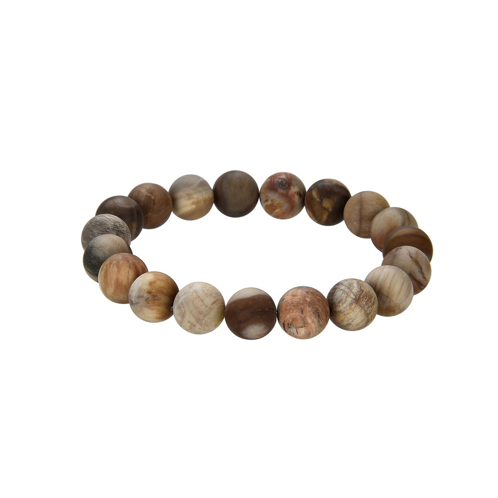 Bracelet, Petrified Wood, 10mm beads, frosted | wholesaler gems & healing stones