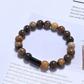 Bracciale, Foresta fossile, Schorl, perline da 10 mm | Marco Schreier