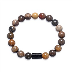 0618764652 Bracelet, Bois silicofié, Schorl, boules 10mm | Marco Schreier