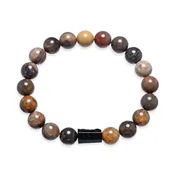 0618764652 Armband, versteinertes Holz, Schörl, 10mm Kugeln | Marco Schreier