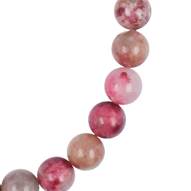Kette Thulit, Kugeln (6mm), rhodiniert | Edelsteine, Heilsteine & Schmuck-Handel