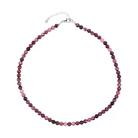 Collana di Thulite, perline (6 mm), rodiata | grossista gemme e pietre curative