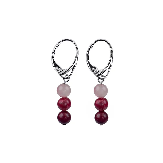 Ohrhänger Thulit 6mm-Kugeln | Mineralien-Handel Edelsteine, Heilsteine & Schmuck