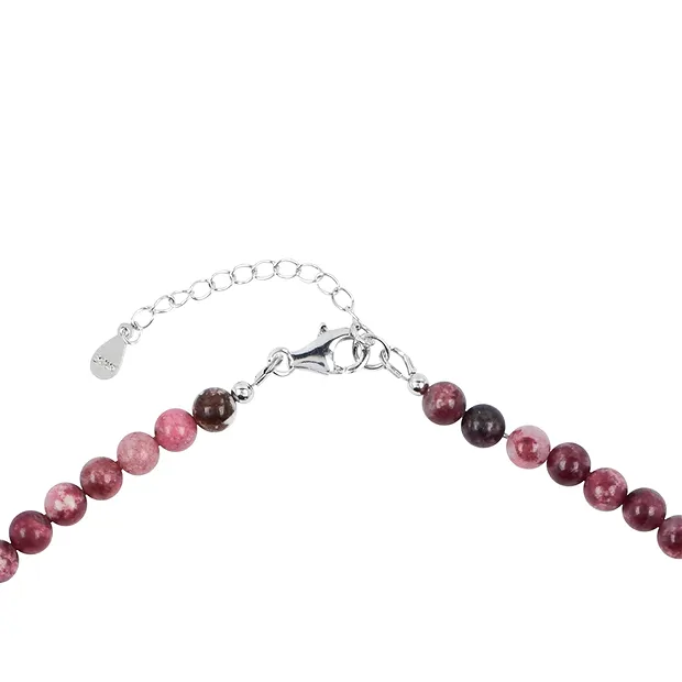 Armband Thulit, Kugeln (6mm), rhodiniert | GH Edelsteine, Heilsteine & Schmuck
