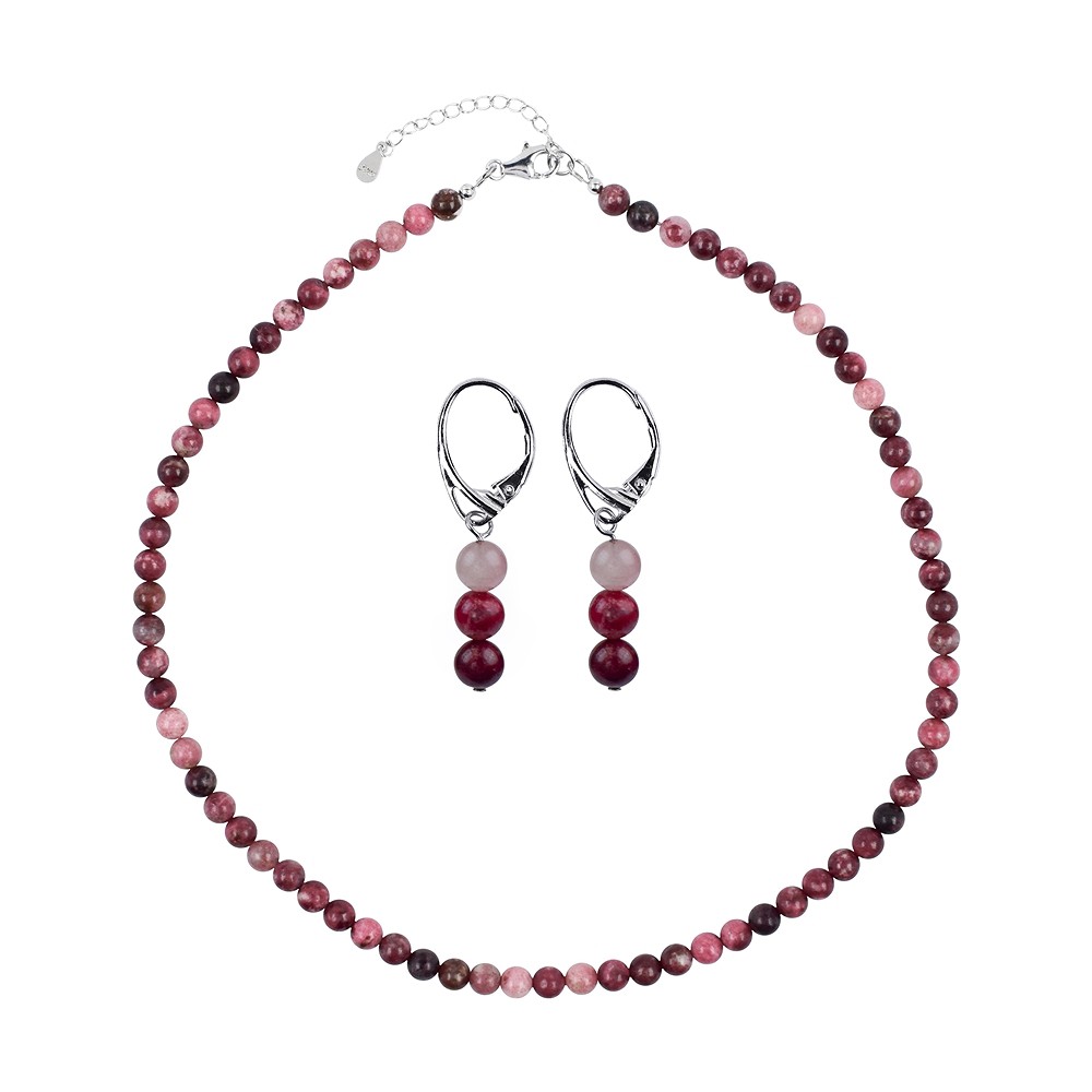 Pulsera de Thulita, cuentas de 6 mm, cadena alargadora, rodinada | Marco Schreier