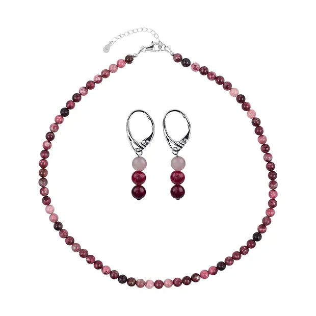 Bracelet thulite, beads (6mm), rhodiniert | wholesaler gems & healing stones