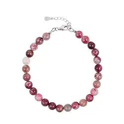 0619059060 Bracelet Thulite, 6mm beads, extension chain, rhodiniert | Marco Schreier