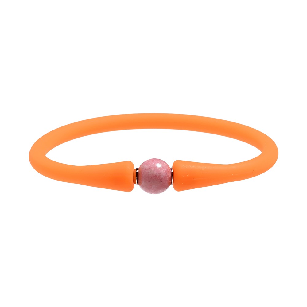 Bracelet Thulite ball (8mm), silicone (orange), 15cm (short) | Marco Schreier