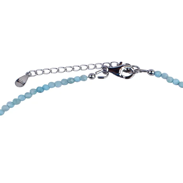 Kette Larimar, Kugel (2mm), facettiert, rhodiniert, Verlängerungskettchen | Marco Schreier