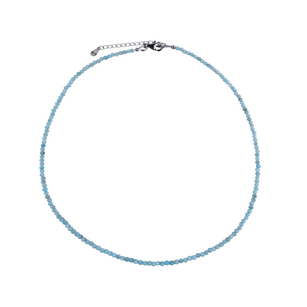 Kette Larimar, Kugel (2mm), facettiert, rhodiniert, Verlängerungskettchen | Marco Schreier