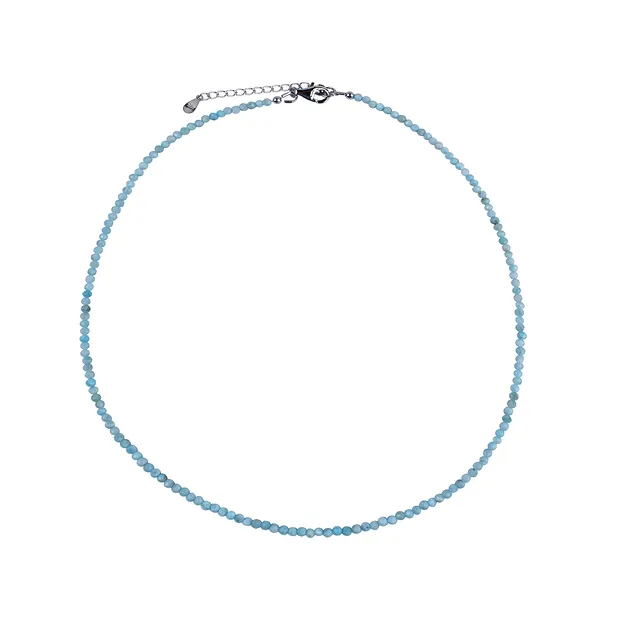 Kette Larimar, Kugel (2mm), facettiert, rhodiniert, Verlängerungskettchen | Marco Schreier