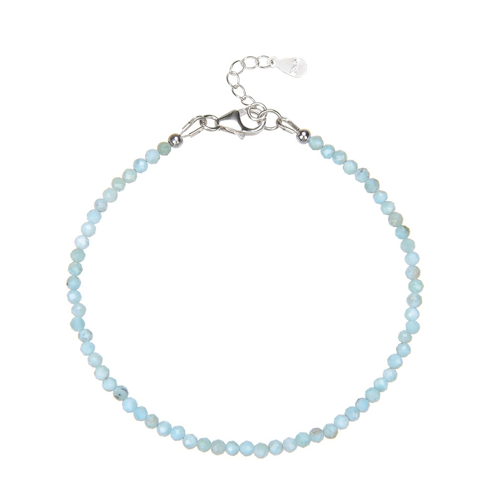 Kette Larimar, Kugeln (3mm) facettiert, rhodiniert, Verlängerungskettchen | Marco Schreier