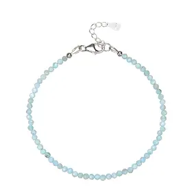 Chaîne Larimar, boules (3mm), facettées, rhodiées | Marco Schreier